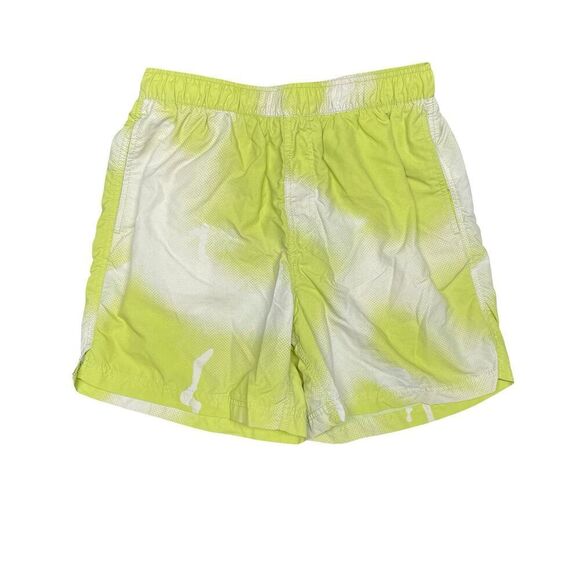 Urban Outfitters Mens Medium Graffiti Print Green White Unlined Board Shorts 5" - Picture 1 of 8